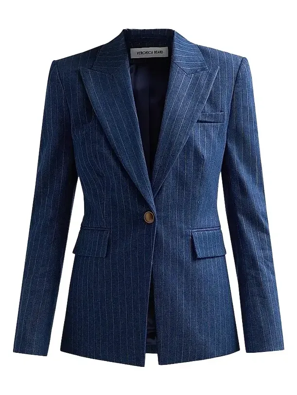 Women's Naira Striped Cotton-Blend Single-Breasted Dickey Jacket Women's Naira Striped Cotton-Blend Single-Breasted Dickey Jacket