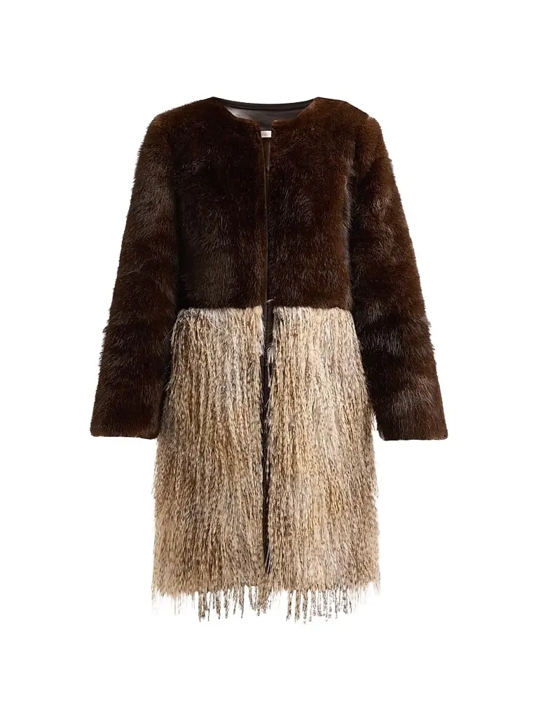 Ramy Brook Women's Beverly Spliced Faux-Fur Jacket - Bone Faux Fur | Image 1 Ramy Brook Women's Beverly Spliced Faux-Fur Jacket - Bone Faux Fur | Image 1