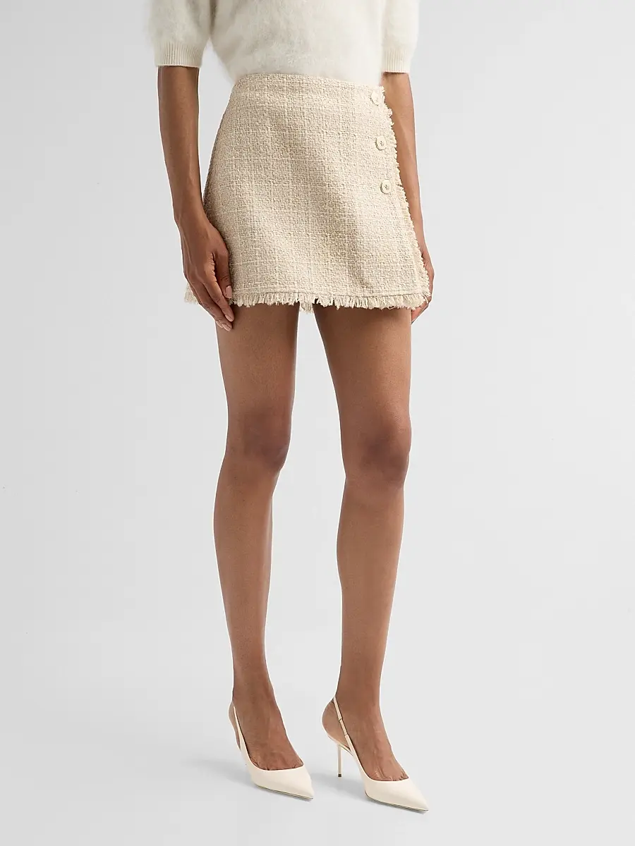 Ramy Brook Women's Connie Tweed Wrap-Front Mini Skirt | Thumbnail 4
