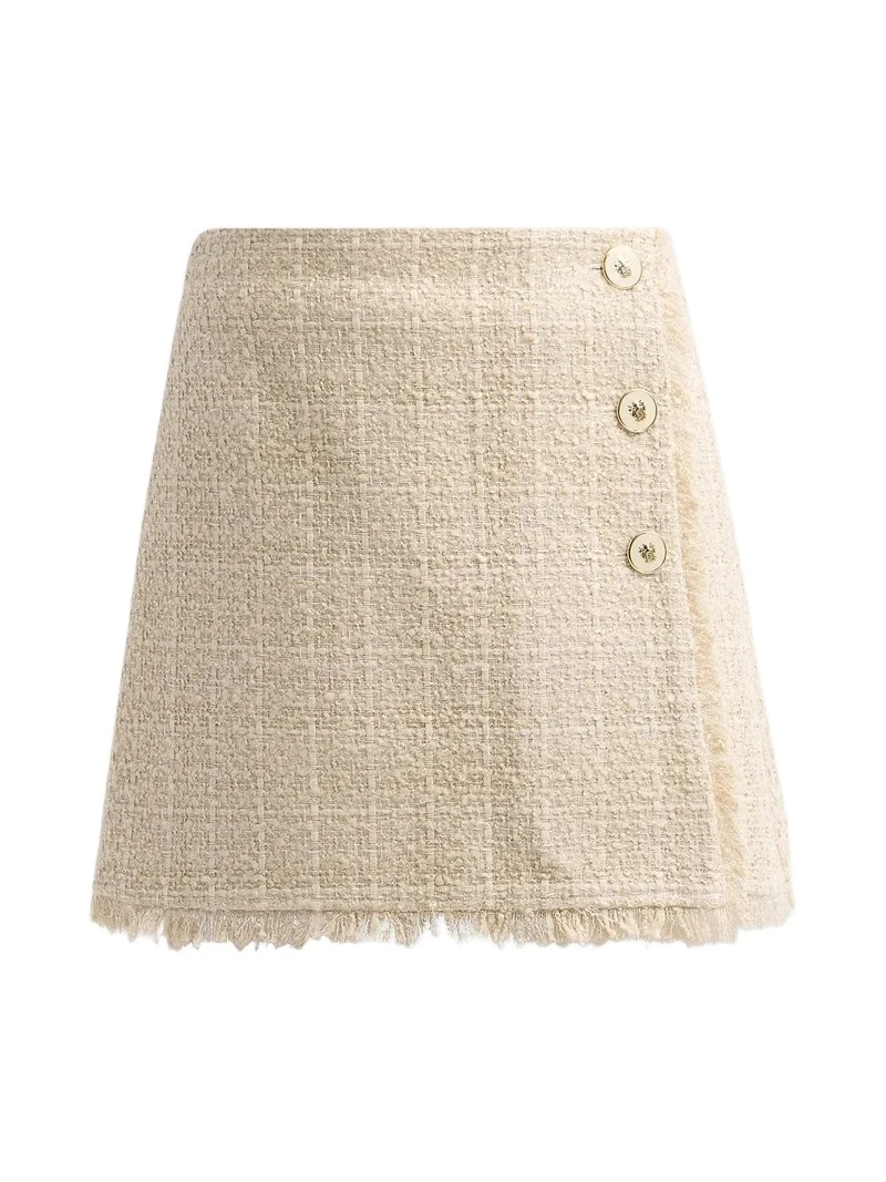 Women's Connie Tweed Wrap-Front Mini Skirt