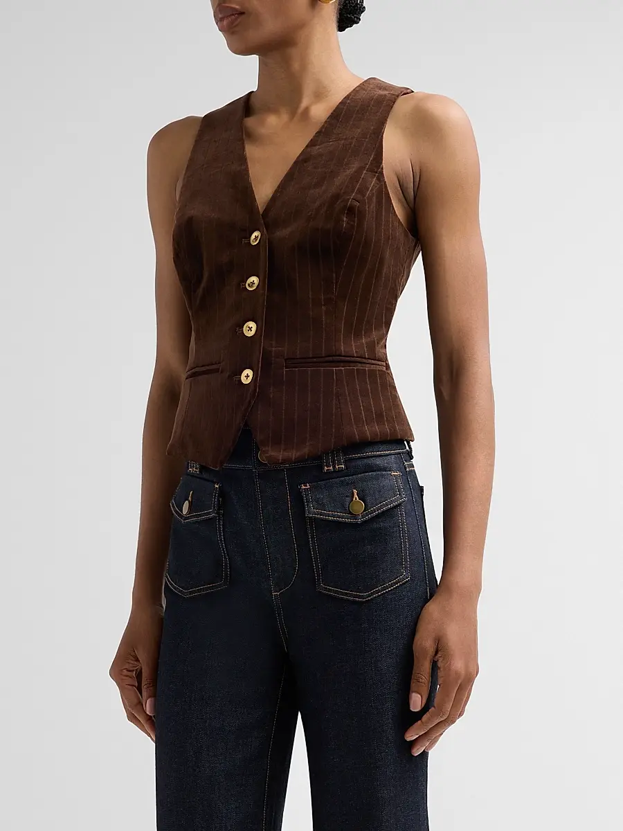 Ramy Brook Women's Noelle Pinstriped Cotton-Blend Vest | Thumbnail 4 Ramy Brook Women's Noelle Pinstriped Cotton-Blend Vest | Thumbnail 4