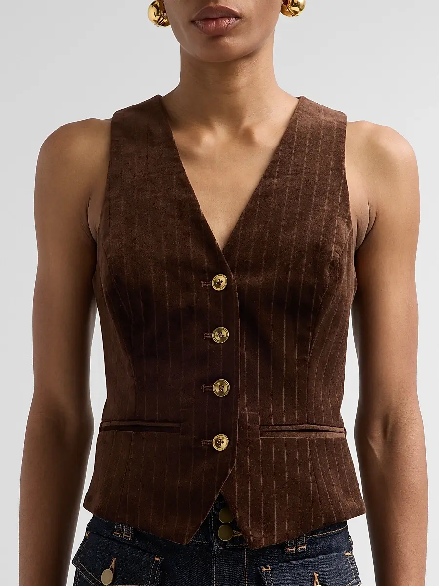 Ramy Brook Women's Noelle Pinstriped Cotton-Blend Vest | Thumbnail 5 Ramy Brook Women's Noelle Pinstriped Cotton-Blend Vest | Thumbnail 5
