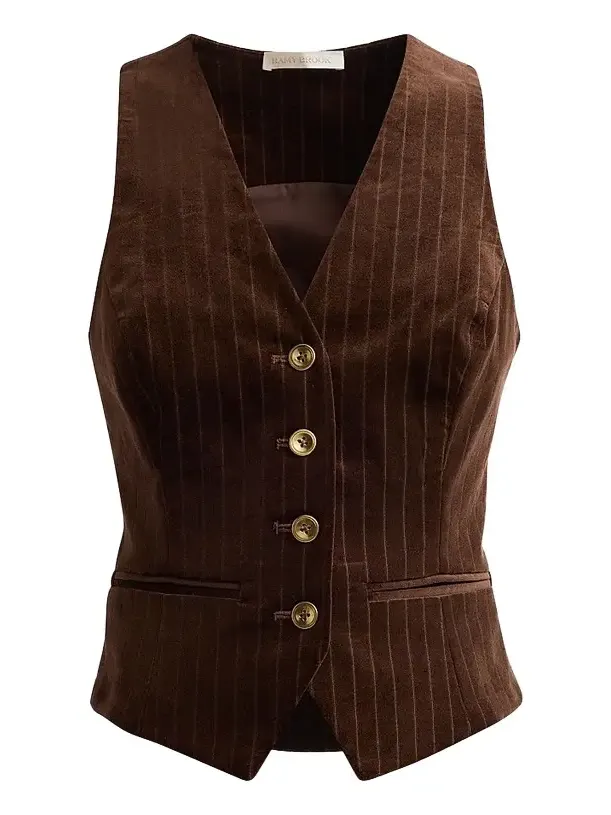 Ramy Brook Women's Noelle Pinstriped Cotton-Blend Vest