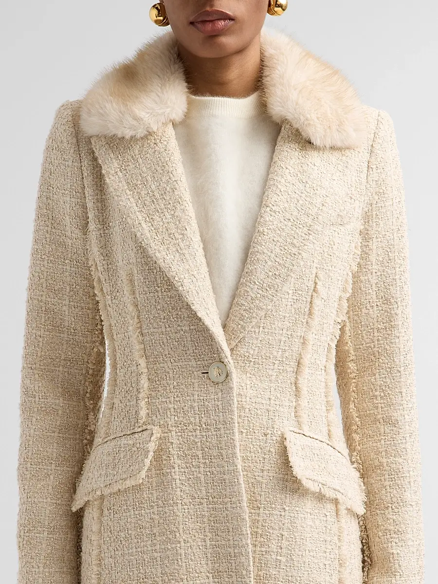 Ramy Brook Women's Betsy Faux-Fur Collar Tweed Longline Coat | Thumbnail 5 Ramy Brook Women's Betsy Faux-Fur Collar Tweed Longline Coat | Thumbnail 5