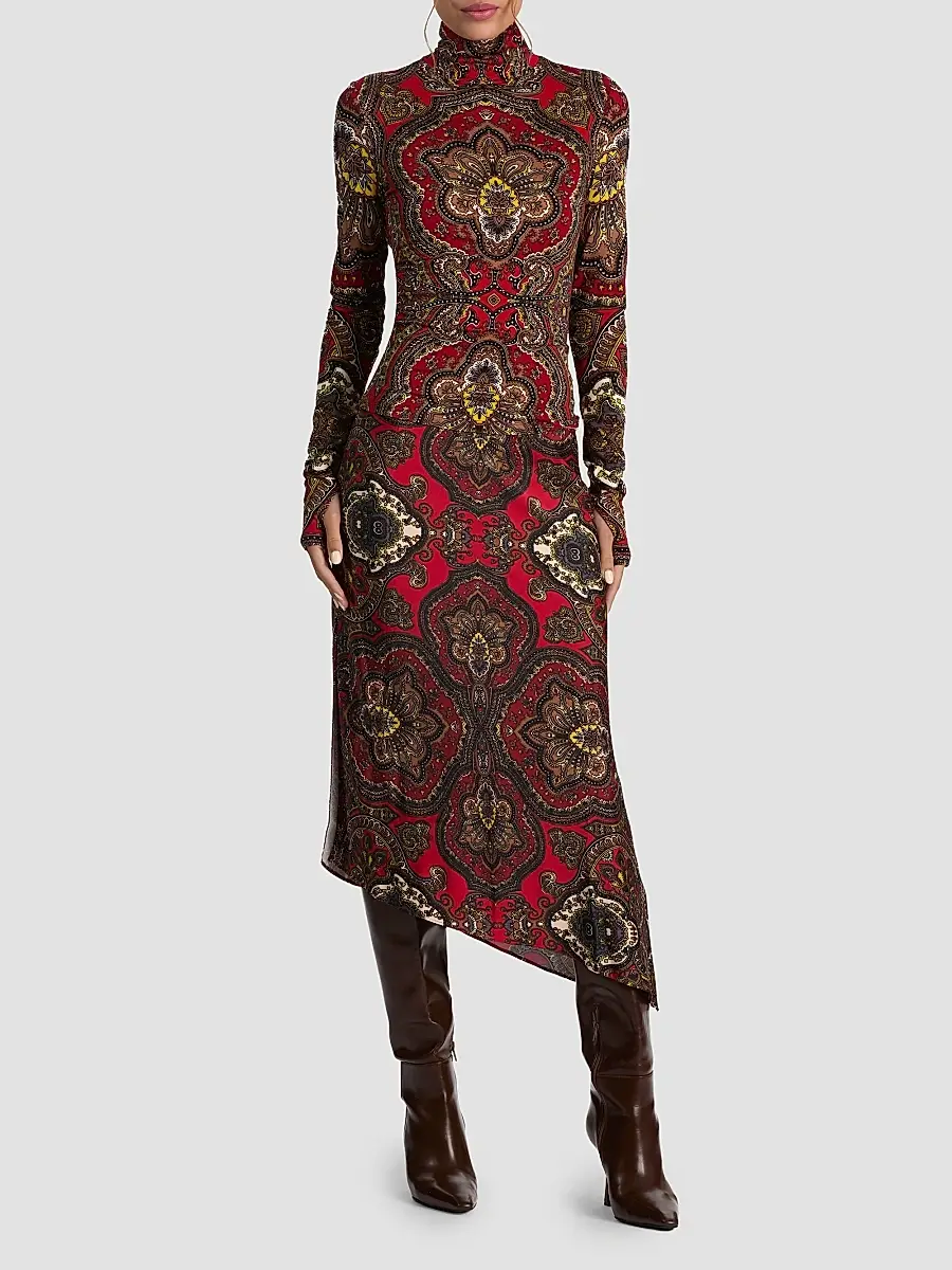 Alice + Olivia Women's Maeve Paisley Asymmetric Slip Midi Skirt | Thumbnail 2 Alice + Olivia Women's Maeve Paisley Asymmetric Slip Midi Skirt | Thumbnail 2