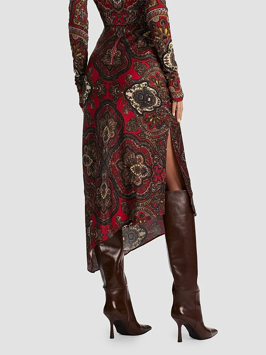 Alice + Olivia Women's Maeve Paisley Asymmetric Slip Midi Skirt | Thumbnail 3 Alice + Olivia Women's Maeve Paisley Asymmetric Slip Midi Skirt | Thumbnail 3