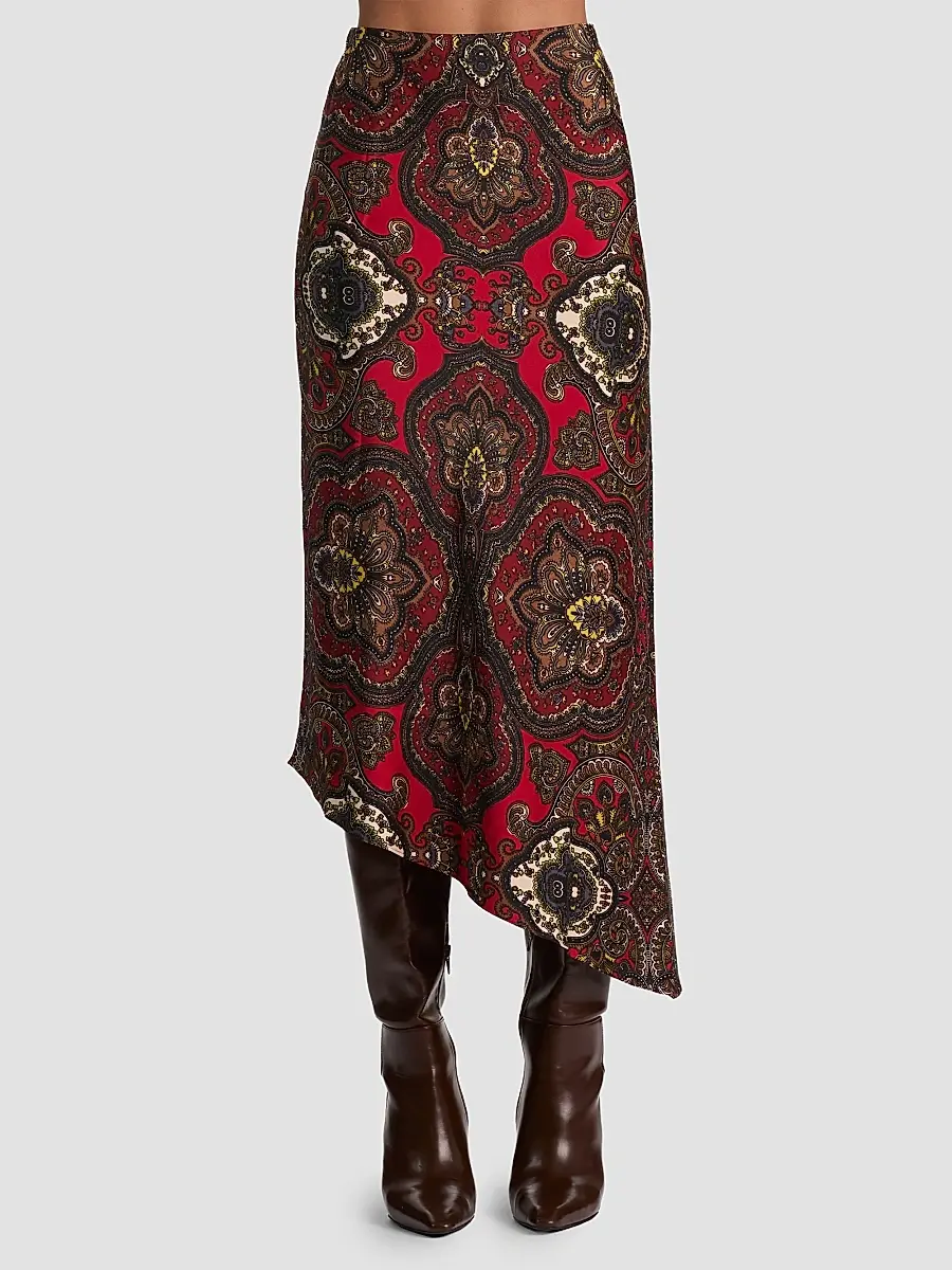 Alice + Olivia Women's Maeve Paisley Asymmetric Slip Midi Skirt | Thumbnail 4 Alice + Olivia Women's Maeve Paisley Asymmetric Slip Midi Skirt | Thumbnail 4