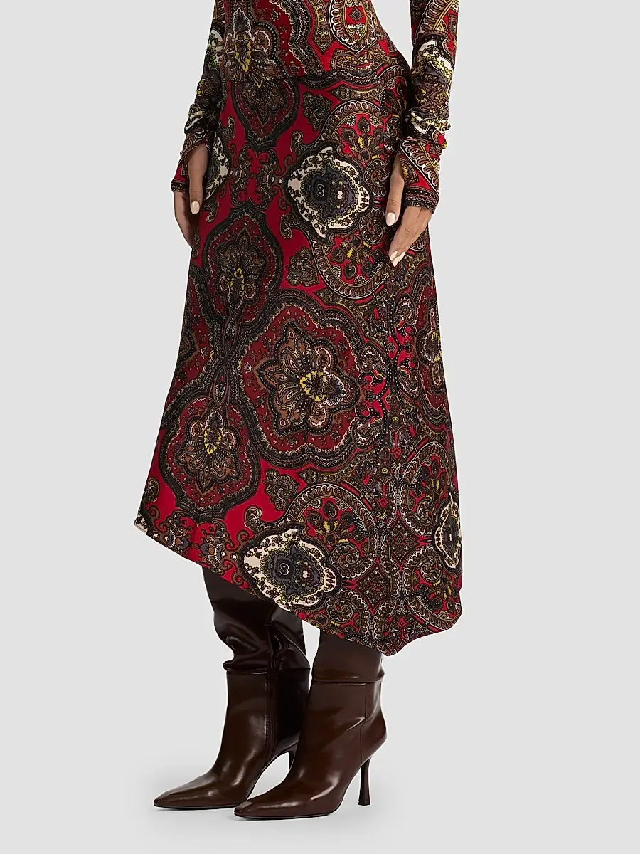 Alice + Olivia Women's Maeve Paisley Asymmetric Slip Midi Skirt | Thumbnail 6 Alice + Olivia Women's Maeve Paisley Asymmetric Slip Midi Skirt | Thumbnail 6