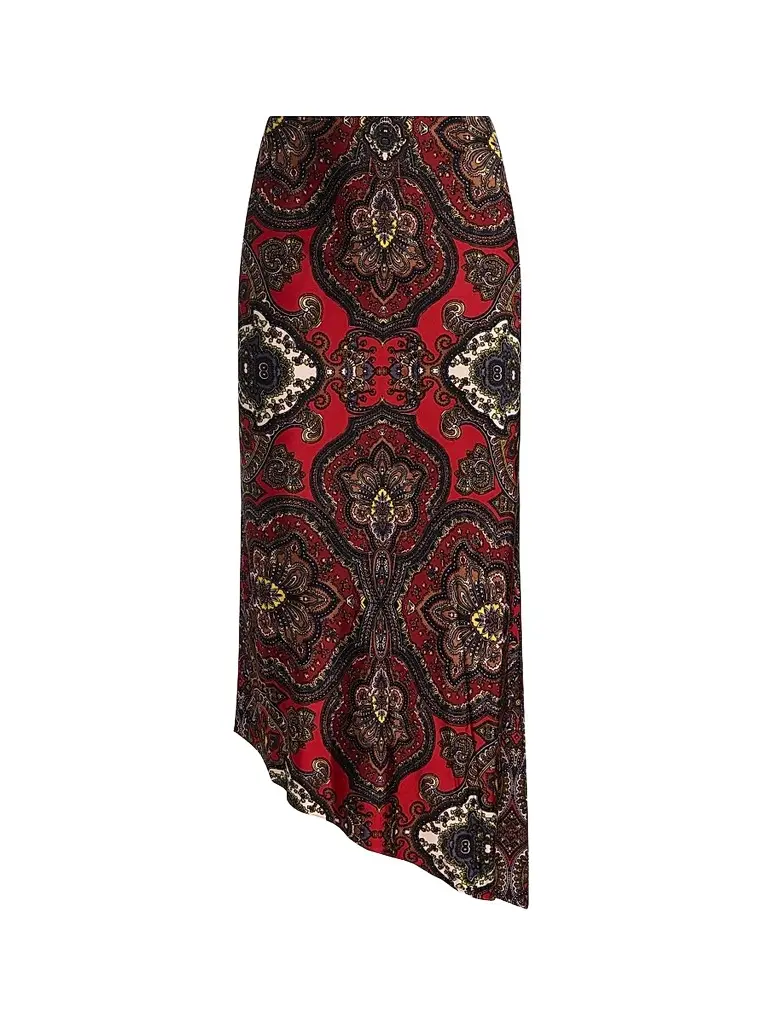 Alice + Olivia Women's Maeve Paisley Asymmetric Slip Midi Skirt - Bon Voyage Hibiscus Multi | Image 1 Alice + Olivia Women's Maeve Paisley Asymmetric Slip Midi Skirt - Bon Voyage Hibiscus Multi | Image 1
