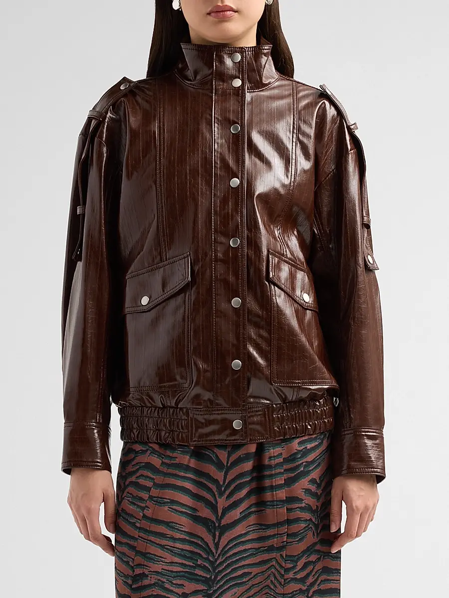 3.1 Phillip Lim Women's Faux-Leather Bomber Jacket | Thumbnail 4 3.1 Phillip Lim Women's Faux-Leather Bomber Jacket | Thumbnail 4