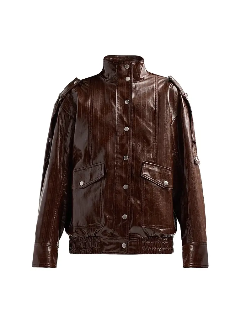 3.1 Phillip Lim Women's Faux-Leather Bomber Jacket - Espresso - Size Large | Image 1 3.1 Phillip Lim Women's Faux-Leather Bomber Jacket - Espresso - Size Large | Image 1