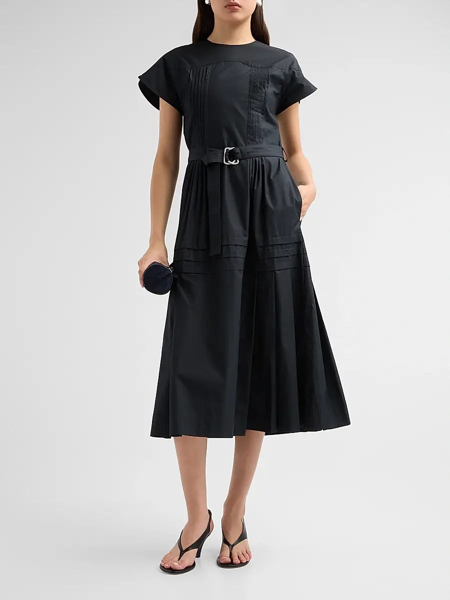 3.1 Phillip Lim Women's Pleated Cotton Poplin Midi Dress | Thumbnail 2