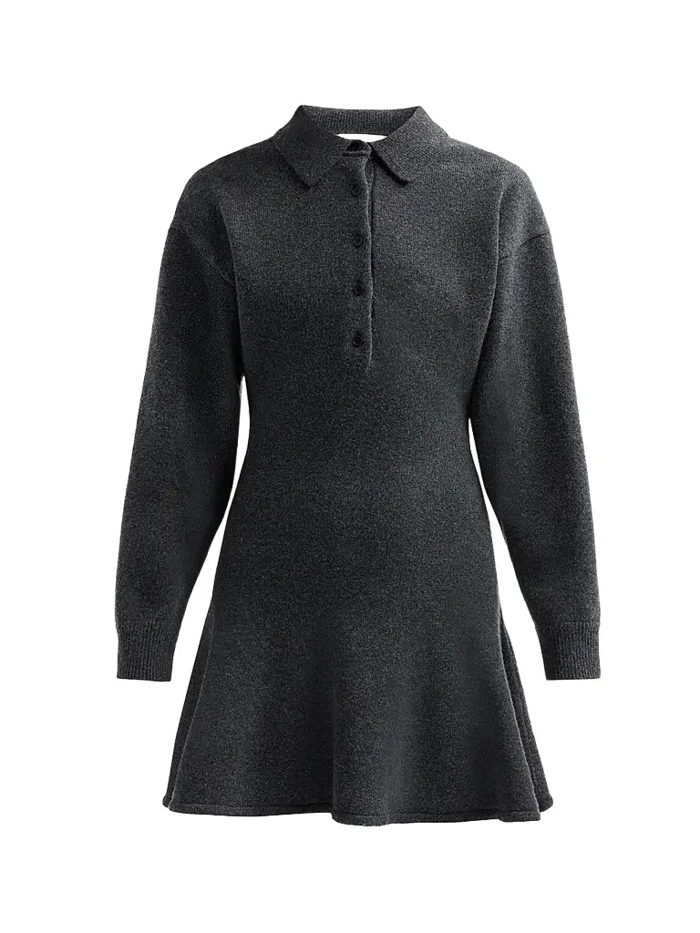 3.1 Phillip Lim Women's Wool-Blend Mini Polo Dress - Charcoal - Size Large | Image 1 3.1 Phillip Lim Women's Wool-Blend Mini Polo Dress - Charcoal - Size Large | Image 1