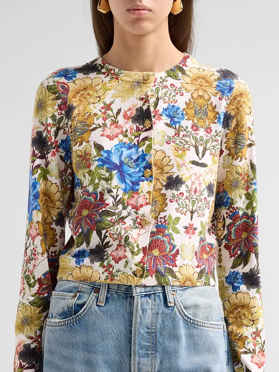 Alice + Olivia Women's Carson Floral Cotton-Blend Cardigan | Thumbnail 5 Alice + Olivia Women's Carson Floral Cotton-Blend Cardigan | Thumbnail 5