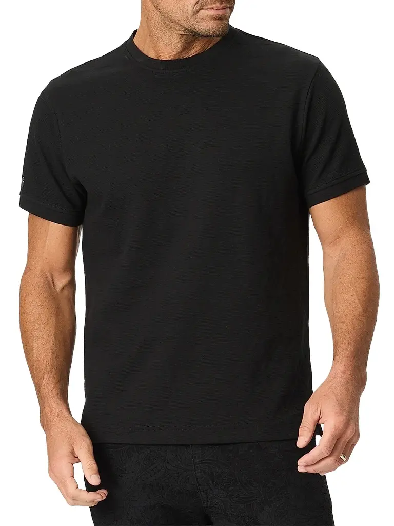 Robert Graham Men's Baslow Knit T-Shirt - Black | Image 1 Robert Graham Men's Baslow Knit T-Shirt - Black | Image 1
