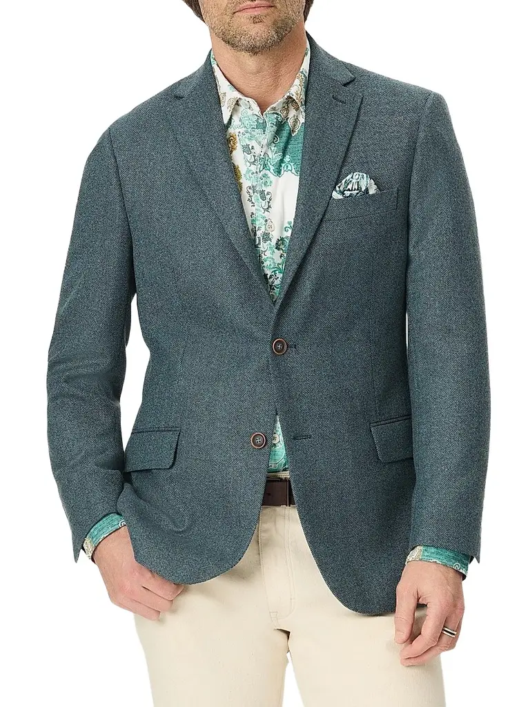 Robert Graham Men's Galadean Textured Wool-Blend Sport Coat - Teal - Size 48 | Image 1 Robert Graham Men's Galadean Textured Wool-Blend Sport Coat - Teal - Size 48 | Image 1