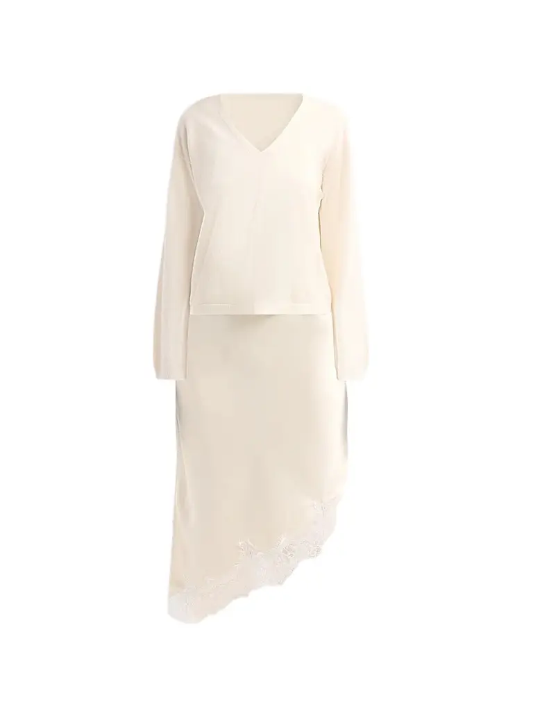 Design History Women's Isa Wool Sweater & Satin Midi Dress - Dove Combo | Image 1 Design History Women's Isa Wool Sweater & Satin Midi Dress - Dove Combo | Image 1