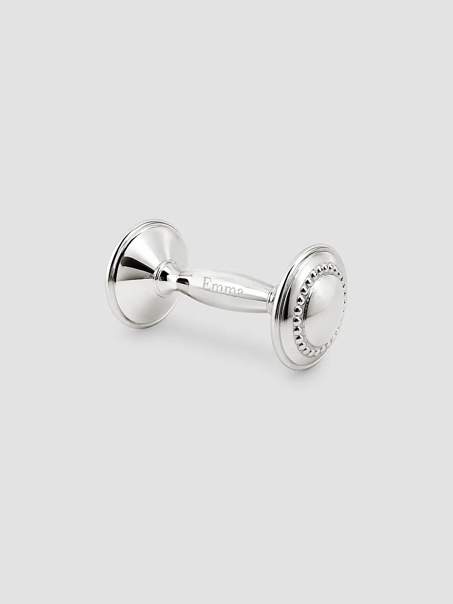 Cunill Unisex Beaded Sterling Silver Barbell Baby Rattle | Thumbnail 2