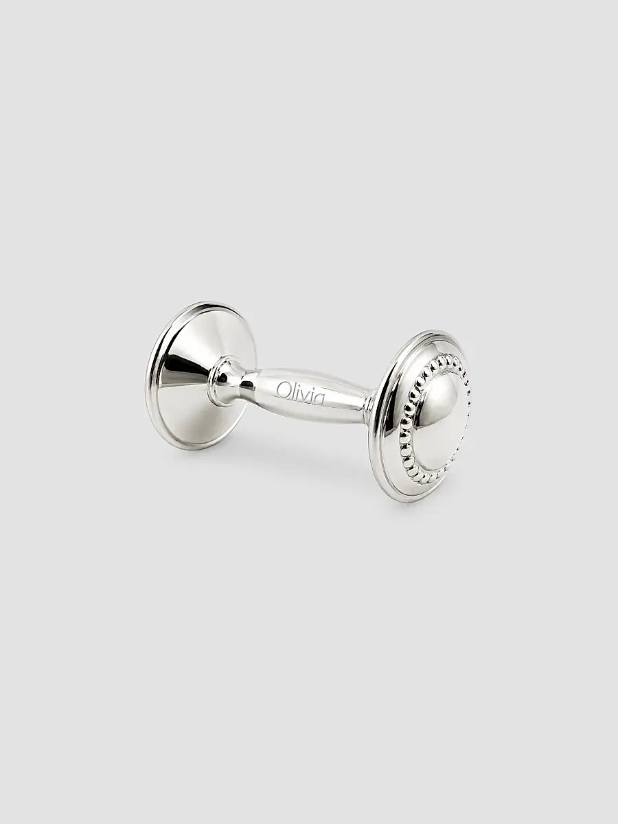 Cunill Unisex Beaded Sterling Silver Barbell Baby Rattle | Thumbnail 3