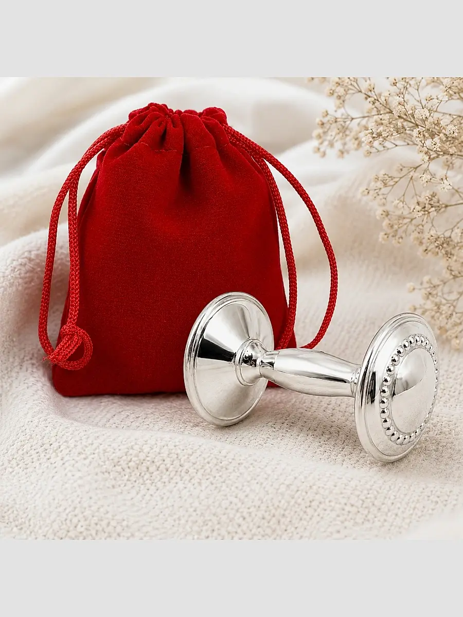 Cunill Unisex Beaded Sterling Silver Barbell Baby Rattle | Thumbnail 5