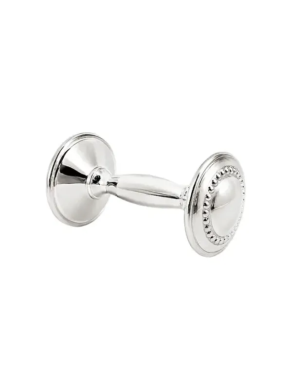 Unisex Beaded Sterling Silver Barbell Baby Rattle Unisex Beaded Sterling Silver Barbell Baby Rattle