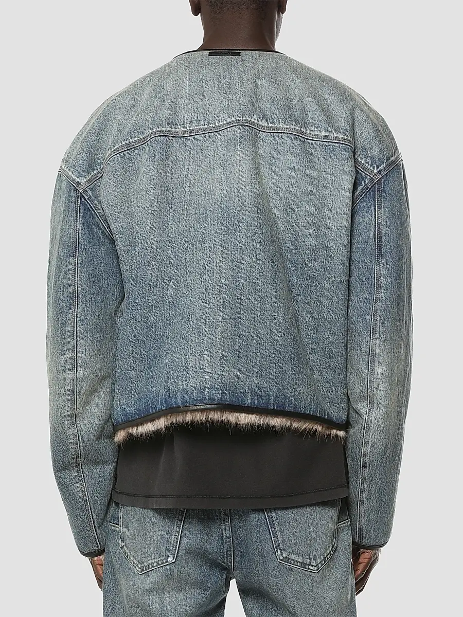 Purple Brand Men's Reversible Faux Fur & Denim Jacket - Blue | Thumbnail 2 Purple Brand Men's Reversible Faux Fur & Denim Jacket - Blue | Thumbnail 2