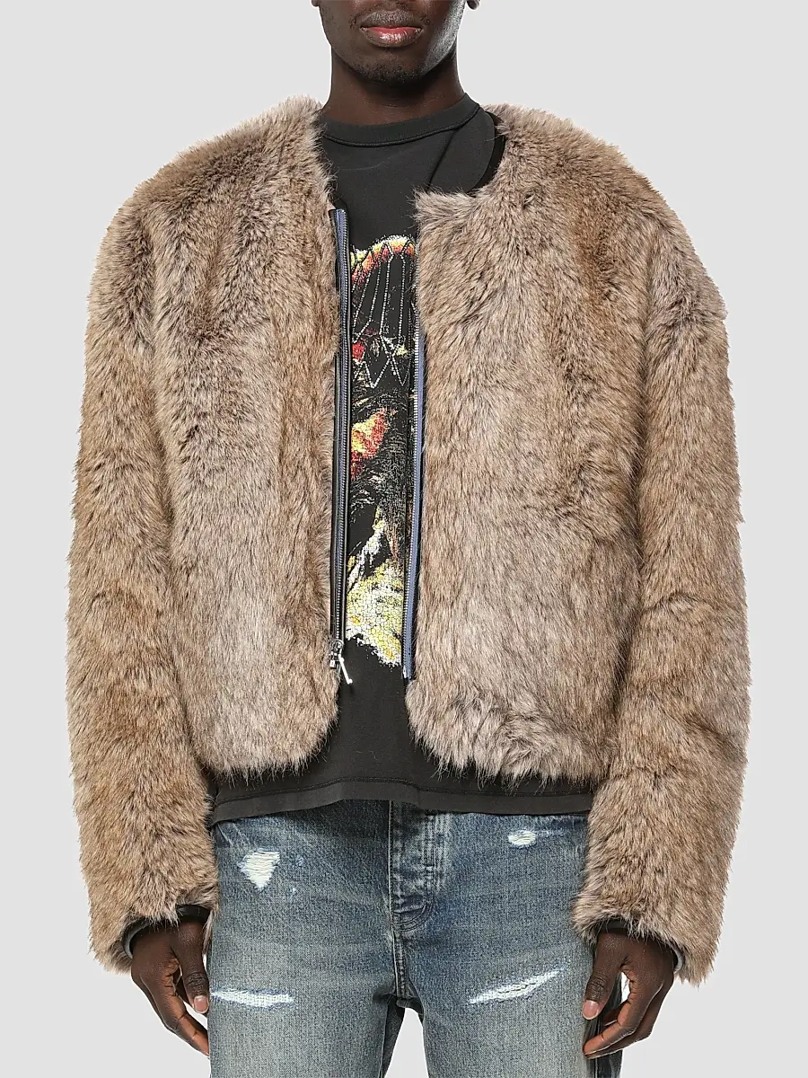 Purple Brand Men's Reversible Faux Fur & Denim Jacket - Blue | Thumbnail 3 Purple Brand Men's Reversible Faux Fur & Denim Jacket - Blue | Thumbnail 3