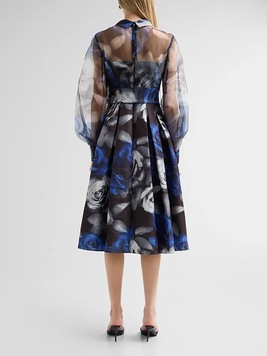 THEIA Women's Agatha Floral Organza Shirtdress | Thumbnail 3 THEIA Women's Agatha Floral Organza Shirtdress | Thumbnail 3