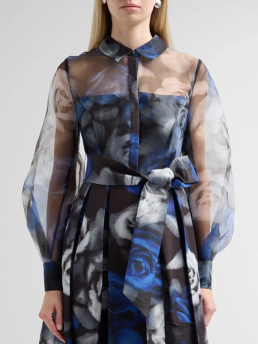 THEIA Women's Agatha Floral Organza Shirtdress | Thumbnail 5 THEIA Women's Agatha Floral Organza Shirtdress | Thumbnail 5