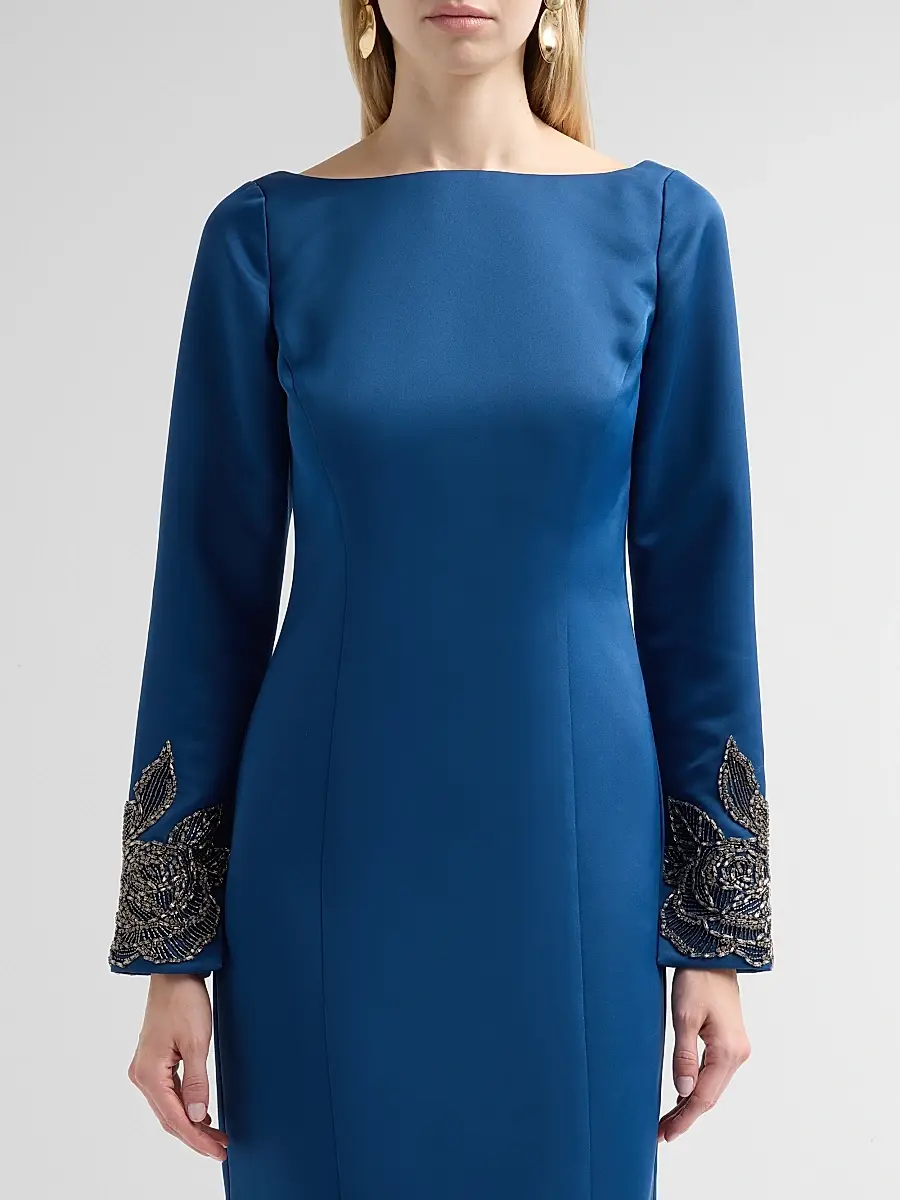 THEIA Women's Thea Embellished-Cuff Duchess Satin Gown | Thumbnail 5 THEIA Women's Thea Embellished-Cuff Duchess Satin Gown | Thumbnail 5