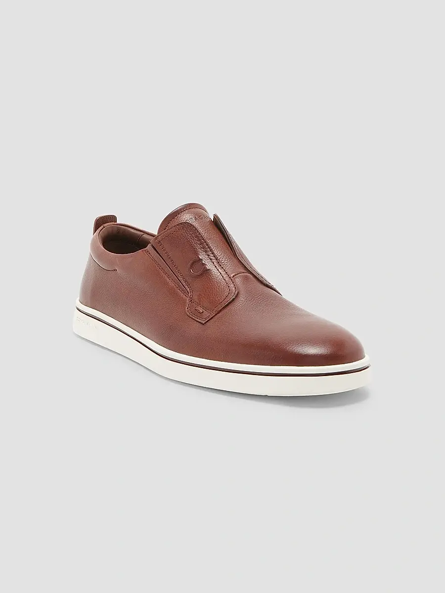 Ferragamo Men's Alfievit Leather Slip-On Sneakers | Thumbnail 2