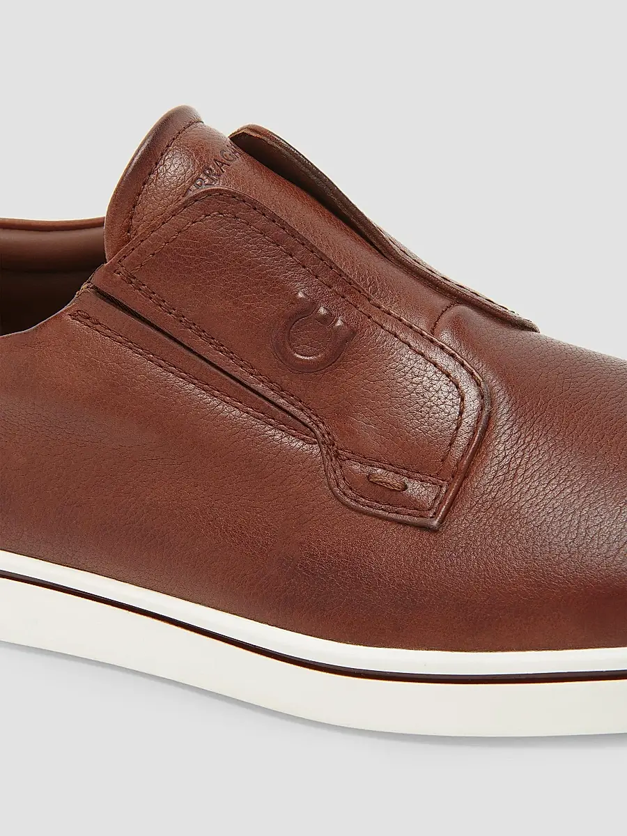 Ferragamo Men's Alfievit Leather Slip-On Sneakers | Thumbnail 5