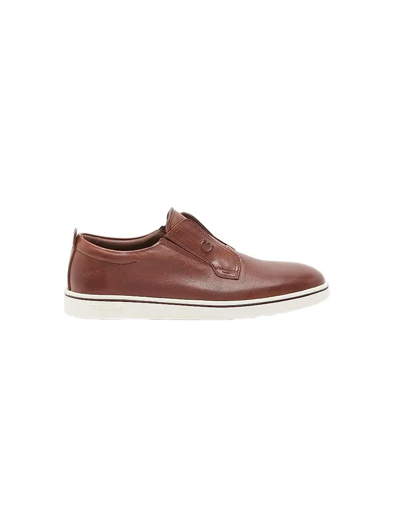 Ferragamo Men's Alfievit Leather Slip On Sneakers - Medium Brown | Image 1 Ferragamo Men's Alfievit Leather Slip On Sneakers - Medium Brown | Image 1