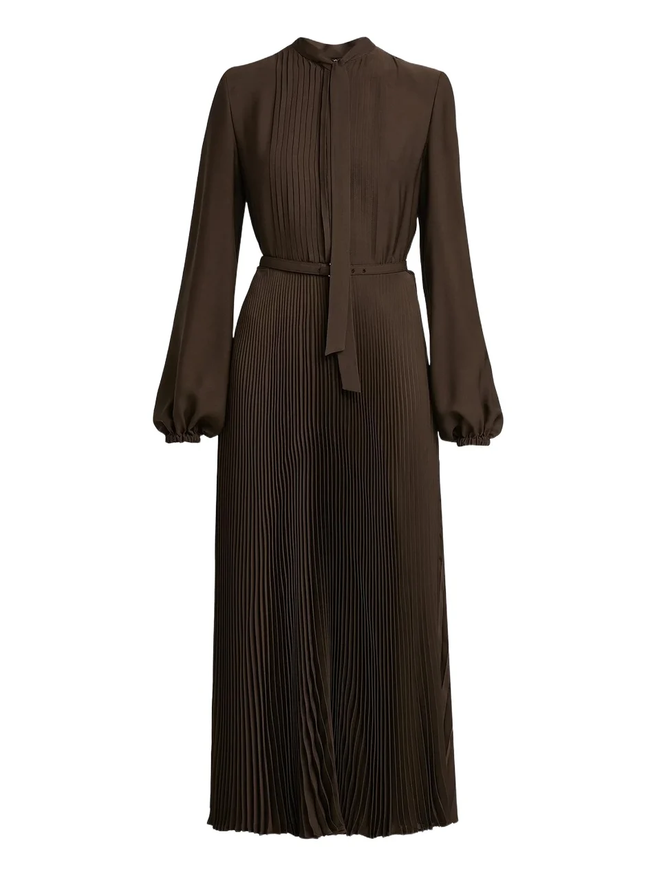 Women's Plissé Tieneck Blouson-Sleeve Midi Dress Women's Plissé Tieneck Blouson-Sleeve Midi Dress