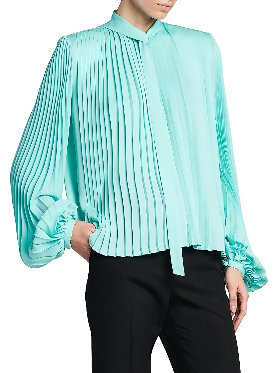 Tom Ford Women's Pleated Pussybow Blouse | Thumbnail 4 Tom Ford Women's Pleated Pussybow Blouse | Thumbnail 4
