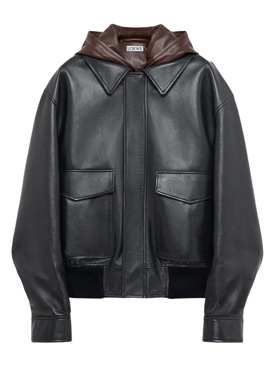 Men's Leather Hooded Jacket Men's Leather Hooded Jacket