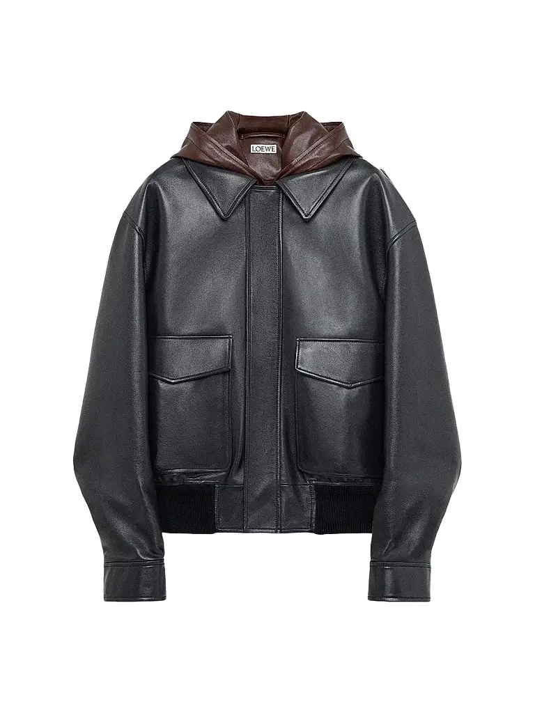 Loewe Men's Leather Hooded Jacket - Black | Image 1 Loewe Men's Leather Hooded Jacket - Black | Image 1