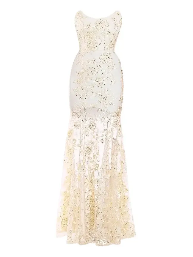 Women's The Voice Returns Embroidered Strapless Gown