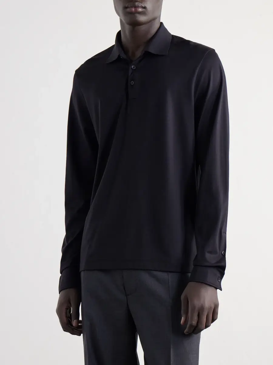 MR P. Silk and Cotton-Blend Polo Shirt - Men | Thumbnail 3 MR P. Silk and Cotton-Blend Polo Shirt - Men | Thumbnail 3