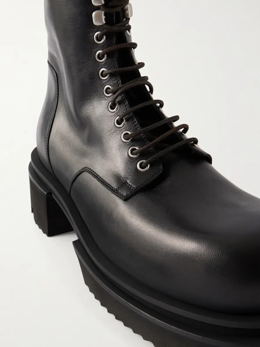 Rick Owens Bogun Leather Lace-up Boots - Men | Thumbnail 5