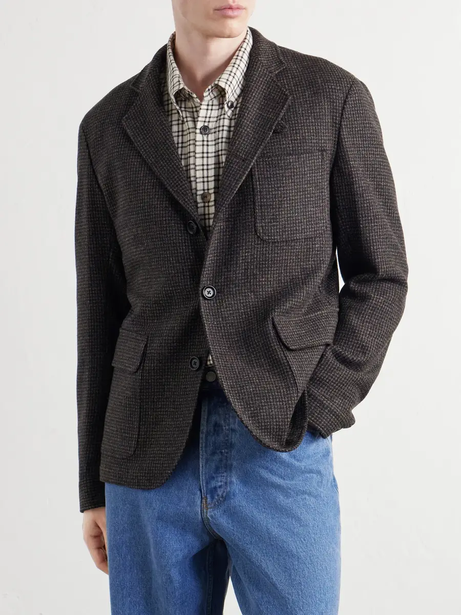 Oliver Spencer Solms Wool-Blend Houndstooth Blazer - Men | Thumbnail 3 Oliver Spencer Solms Wool-Blend Houndstooth Blazer - Men | Thumbnail 3