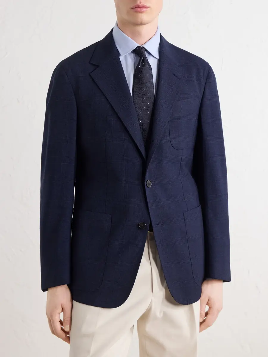 dunhill Prince of Wales Checked Wool and Mohair-Blend Blazer - Men | Thumbnail 3 dunhill Prince of Wales Checked Wool and Mohair-Blend Blazer - Men | Thumbnail 3