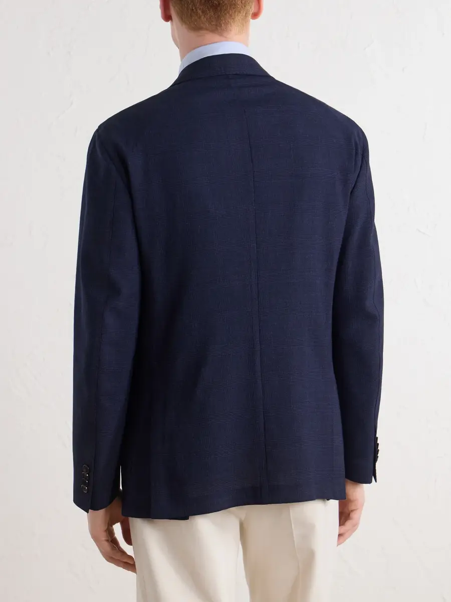 dunhill Prince of Wales Checked Wool and Mohair-Blend Blazer - Men | Thumbnail 4 dunhill Prince of Wales Checked Wool and Mohair-Blend Blazer - Men | Thumbnail 4