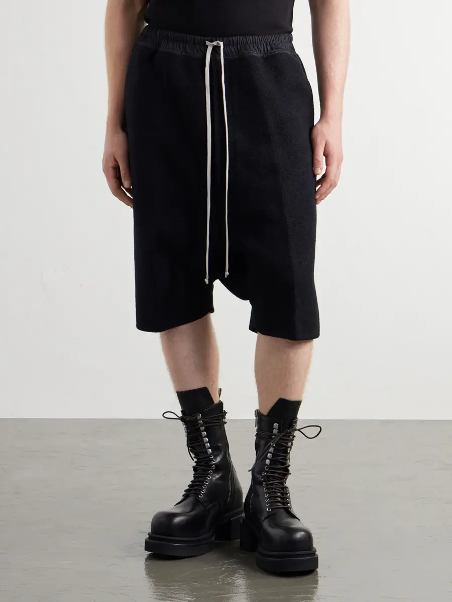 Rick Owens Rick's Pods Straight-Leg Cashmere Drawstring Shorts - Men | Thumbnail 3