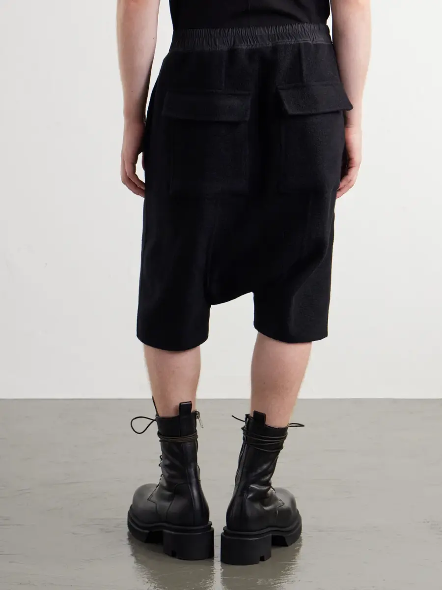 Rick Owens Rick's Pods Straight-Leg Cashmere Drawstring Shorts - Men | Thumbnail 4
