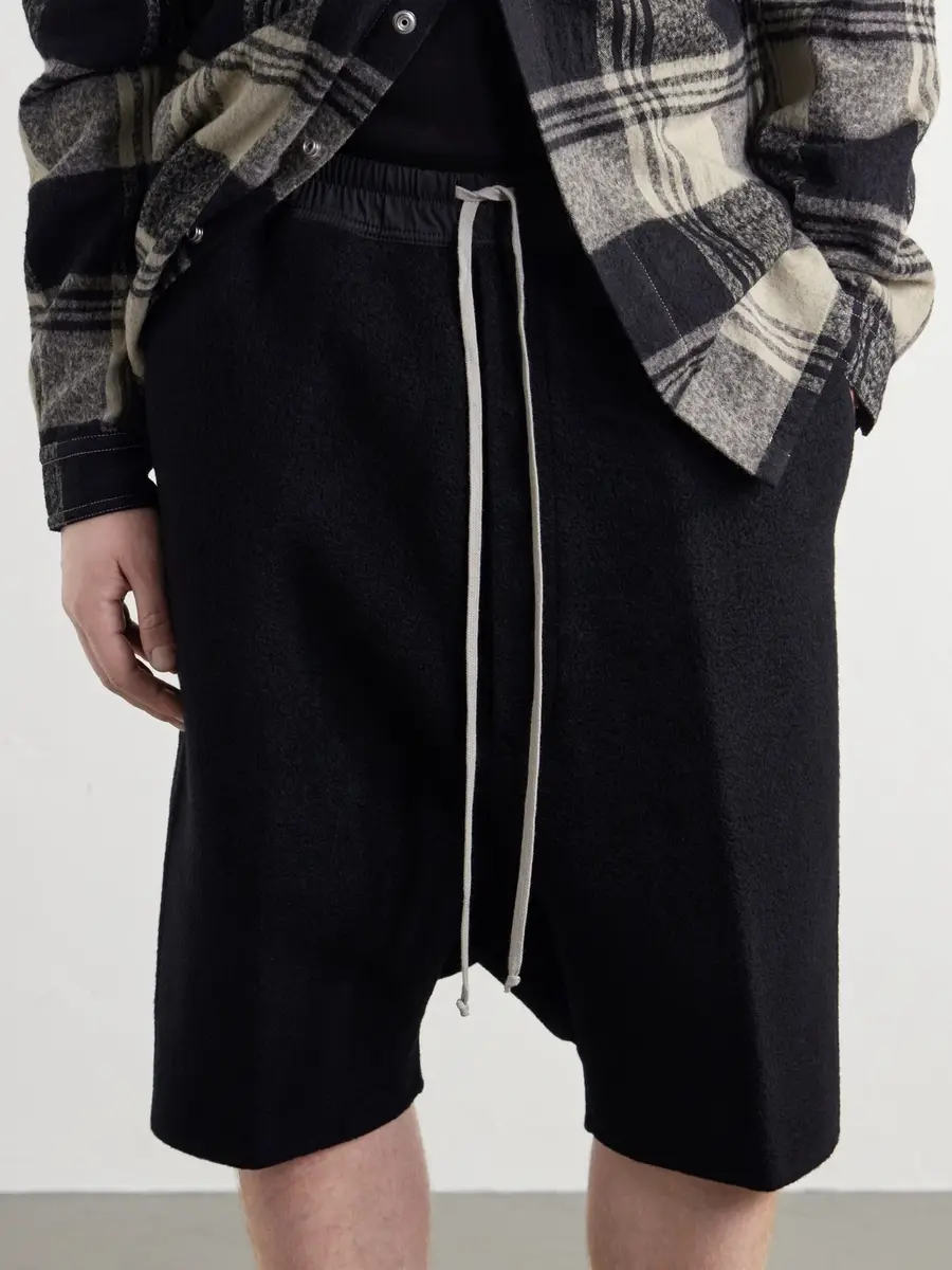Rick Owens Rick's Pods Straight-Leg Cashmere Drawstring Shorts - Men | Thumbnail 5