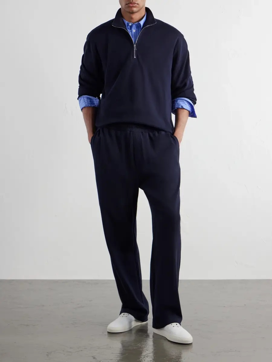 MR P. Cotton-Blend Double-Faced Jersey Half-Zip Sweatshirt - Men | Thumbnail 2