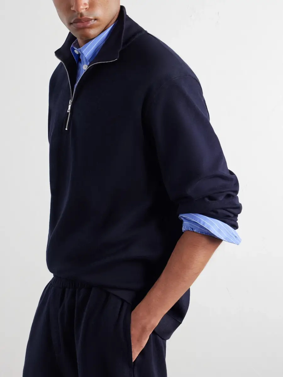 MR P. Cotton-Blend Double-Faced Jersey Half-Zip Sweatshirt - Men | Thumbnail 5