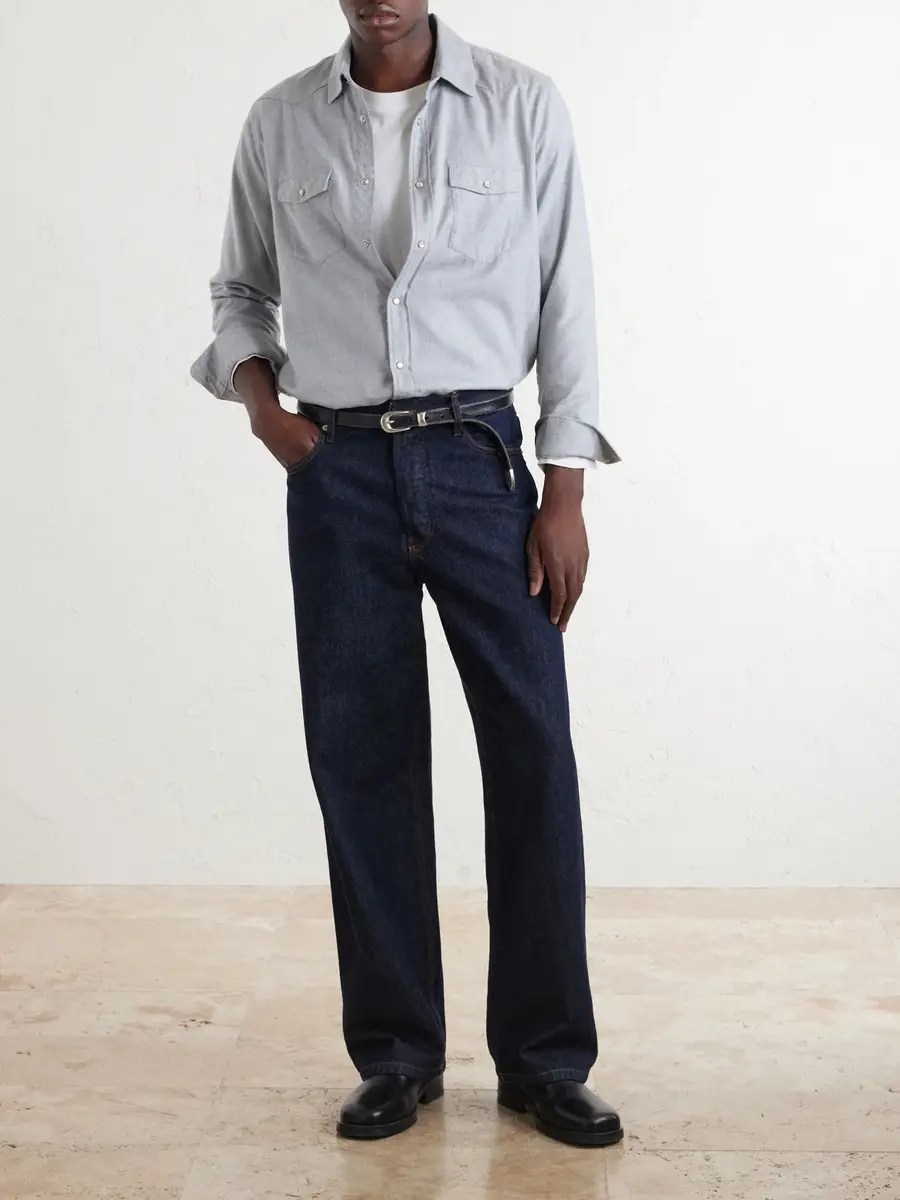 MR P. Herringbone Cotton and Lyocell-Blend Shirt - Men | Thumbnail 2 MR P. Herringbone Cotton and Lyocell-Blend Shirt - Men | Thumbnail 2
