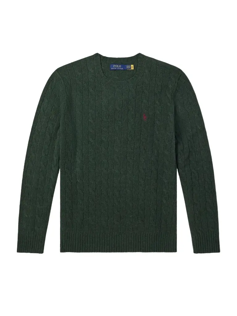 Polo Ralph Lauren Logo-Embroidered Cable-Knit Wool and Cashmere-Blend Sweater - Men | Image 1 Polo Ralph Lauren Logo-Embroidered Cable-Knit Wool and Cashmere-Blend Sweater - Men | Image 1